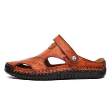 Lade das Bild in den Galerie-Viewer, draussenfeet handgefertigte lederschuhe sandalen hausschuhe 31140 rotbraun
