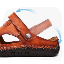 Lade das Bild in den Galerie-Viewer, draussenfeet handgefertigte lederschuhe sandalen hausschuhe 31140 rotbraun
