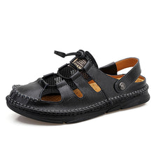 Lade das Bild in den Galerie-Viewer, draussenfeet handgefertigte lederschuhe sandalen hausschuhe 31269 schwarz
