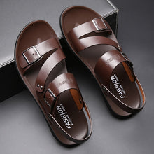 Lade das Bild in den Galerie-Viewer, draussenfeet handgefertigte lederschuhe sandalen hausschuhe 31270 braun
