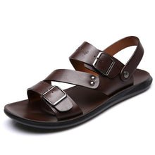 Lade das Bild in den Galerie-Viewer, draussenfeet handgefertigte lederschuhe sandalen hausschuhe 31270 braun
