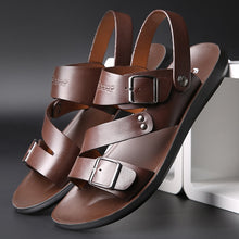 Lade das Bild in den Galerie-Viewer, draussenfeet handgefertigte lederschuhe sandalen hausschuhe 31270 braun
