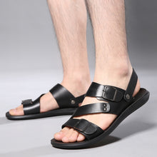Lade das Bild in den Galerie-Viewer, draussenfeet handgefertigte lederschuhe sandalen hausschuhe 31270 schwarz
