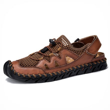 Lade das Bild in den Galerie-Viewer, draussenfeet handgefertigte lederschuhe sandalen hausschuhe 31279 braun
