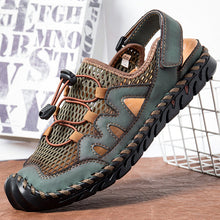 Lade das Bild in den Galerie-Viewer, draussenfeet handgefertigte lederschuhe sandalen hausschuhe 31279 grun
