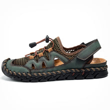 Lade das Bild in den Galerie-Viewer, draussenfeet handgefertigte lederschuhe sandalen hausschuhe 31279 grun
