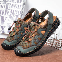 Lade das Bild in den Galerie-Viewer, draussenfeet handgefertigte lederschuhe sandalen hausschuhe 31279 grun
