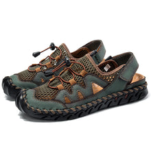 Lade das Bild in den Galerie-Viewer, draussenfeet handgefertigte lederschuhe sandalen hausschuhe 31279 grun
