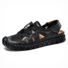 Lade das Bild in den Galerie-Viewer, draussenfeet handgefertigte lederschuhe sandalen hausschuhe 31279 schwarz
