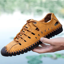 Lade das Bild in den Galerie-Viewer, draussenfeet handgefertigte lederschuhe sandalen hausschuhe 31295 braun
