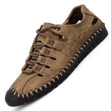 Lade das Bild in den Galerie-Viewer, draussenfeet handgefertigte lederschuhe sandalen hausschuhe 31295 khaki
