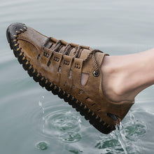 Lade das Bild in den Galerie-Viewer, draussenfeet handgefertigte lederschuhe sandalen hausschuhe 31295 khaki
