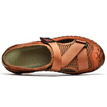 Lade das Bild in den Galerie-Viewer, draussenfeet handgefertigte lederschuhe sandalen hausschuhe 31299 braun
