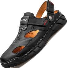 Lade das Bild in den Galerie-Viewer, draussenfeet handgefertigte lederschuhe sandalen hausschuhe 31306 schwarz
