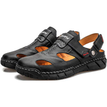 Lade das Bild in den Galerie-Viewer, draussenfeet handgefertigte lederschuhe sandalen hausschuhe 31306 schwarz
