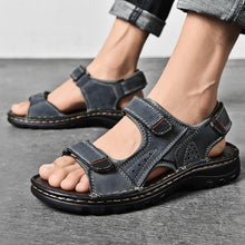 Lade das Bild in den Galerie-Viewer, draussenfeet handgefertigte lederschuhe sandalen hausschuhe 31307 blau
