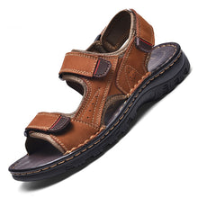 Lade das Bild in den Galerie-Viewer, draussenfeet handgefertigte lederschuhe sandalen hausschuhe 31307 hellbraun
