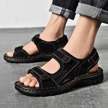 Lade das Bild in den Galerie-Viewer, draussenfeet handgefertigte lederschuhe sandalen hausschuhe 31307 schwarz
