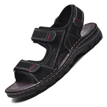Lade das Bild in den Galerie-Viewer, draussenfeet handgefertigte lederschuhe sandalen hausschuhe 31307 schwarz

