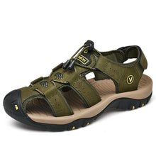 Lade das Bild in den Galerie-Viewer, draussenfeet handgefertigte lederschuhe sandalen hausschuhe 31309 armeegrun
