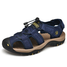 Lade das Bild in den Galerie-Viewer, draussenfeet handgefertigte lederschuhe sandalen hausschuhe 31309 blau
