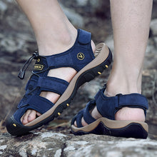 Lade das Bild in den Galerie-Viewer, draussenfeet handgefertigte lederschuhe sandalen hausschuhe 31309 blau
