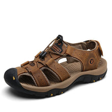 Lade das Bild in den Galerie-Viewer, draussenfeet handgefertigte lederschuhe sandalen hausschuhe 31309 dunkelbraun
