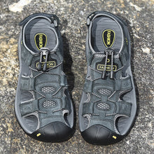 Lade das Bild in den Galerie-Viewer, draussenfeet handgefertigte lederschuhe sandalen hausschuhe 31309 grau
