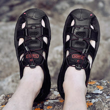 Lade das Bild in den Galerie-Viewer, draussenfeet handgefertigte lederschuhe sandalen hausschuhe 31309 schwarz

