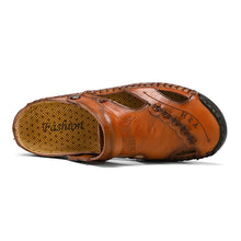 Lade das Bild in den Galerie-Viewer, draussenfeet handgefertigte lederschuhe sandalen hausschuhe 31316 gelbbraun
