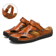 Lade das Bild in den Galerie-Viewer, draussenfeet handgefertigte lederschuhe sandalen hausschuhe 31316 rotbraun
