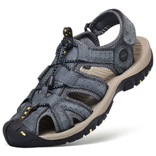 Lade das Bild in den Galerie-Viewer, draussenfeet handgefertigte lederschuhe sandalen hausschuhe 31337 blau
