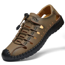 Lade das Bild in den Galerie-Viewer, draussenfeet handgefertigte lederschuhe sandalen hausschuhe 31349 khaki
