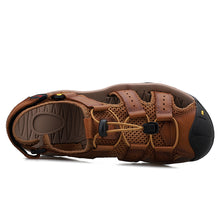 Lade das Bild in den Galerie-Viewer, draussenfeet handgefertigte lederschuhe sandalen hausschuhe 31362 hellbraun
