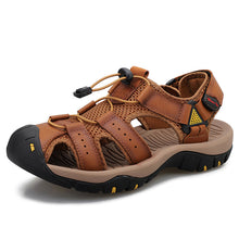 Lade das Bild in den Galerie-Viewer, draussenfeet handgefertigte lederschuhe sandalen hausschuhe 31362 hellbraun

