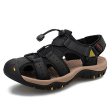 Lade das Bild in den Galerie-Viewer, draussenfeet handgefertigte lederschuhe sandalen hausschuhe 31362 schwarz
