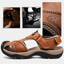 Lade das Bild in den Galerie-Viewer, draussenfeet handgefertigte lederschuhe sandalen hausschuhe 31406 braun
