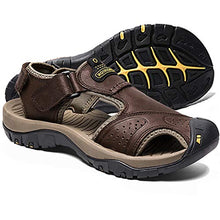Lade das Bild in den Galerie-Viewer, draussenfeet handgefertigte lederschuhe sandalen hausschuhe 31406 dunkelbraun
