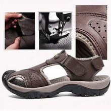 Lade das Bild in den Galerie-Viewer, draussenfeet handgefertigte lederschuhe sandalen hausschuhe 31406 dunkelbraun
