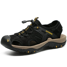 Lade das Bild in den Galerie-Viewer, draussenfeet handgefertigte lederschuhe sandalen hausschuhe 31407 schwarz
