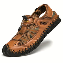 Lade das Bild in den Galerie-Viewer, draussenfeet handgefertigte lederschuhe sandalen hausschuhe 31438 braun
