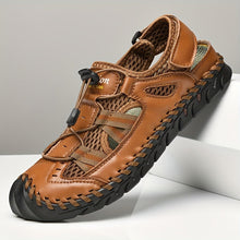 Lade das Bild in den Galerie-Viewer, draussenfeet handgefertigte lederschuhe sandalen hausschuhe 31438 braun

