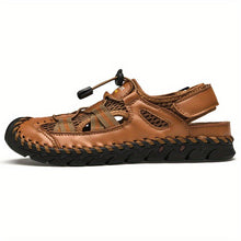 Lade das Bild in den Galerie-Viewer, draussenfeet handgefertigte lederschuhe sandalen hausschuhe 31438 braun

