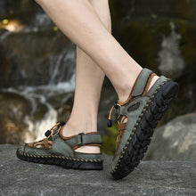 Lade das Bild in den Galerie-Viewer, draussenfeet handgefertigte lederschuhe sandalen hausschuhe 31438 grun
