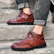 Lade das Bild in den Galerie-Viewer, draussenfeet handgemachte lederschuhe stiefel 136924 rotbraun
