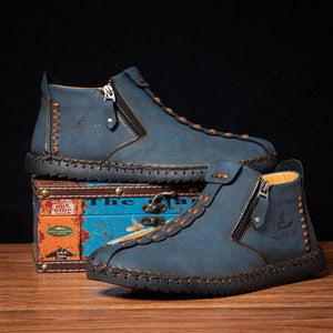 draussenfeet handgemachte lederschuhe stiefel 31319 blau