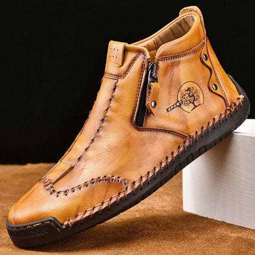 draussenfeet handgemachte lederschuhe stiefel 31389 gelbbraun