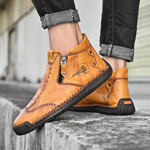 draussenfeet handgemachte lederschuhe stiefel 31389 gelbbraun