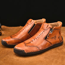 Lade das Bild in den Galerie-Viewer, draussenfeet handgemachte lederschuhe stiefel 31389 rotbraun
