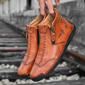 draussenfeet handgemachte lederschuhe stiefel 31389 rotbraun